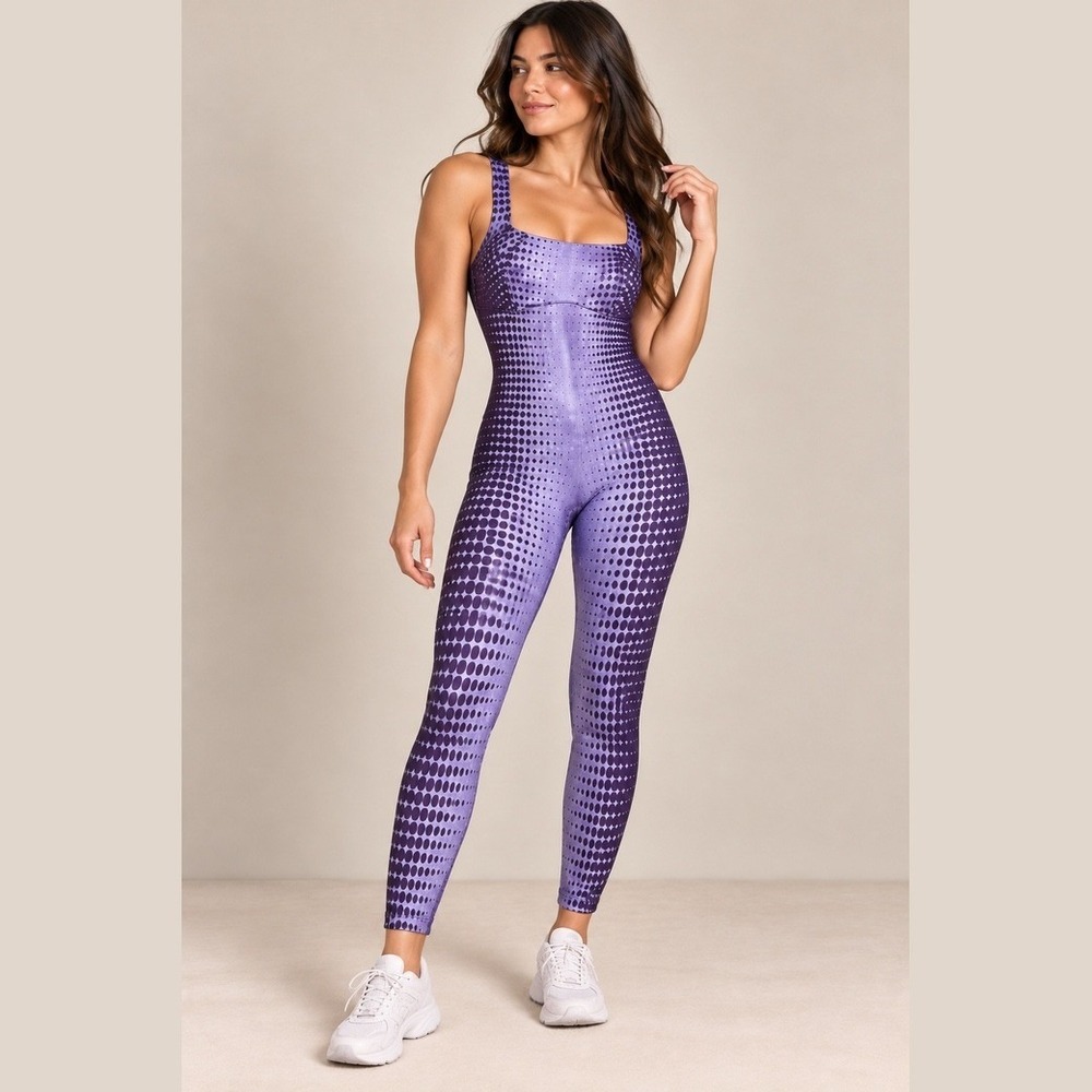 Yitty Fabletics Headliner Shaping Catsuit Purple Galaxy L NWOT